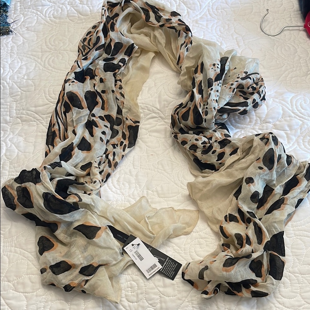 The Limited Cream and Black Leopard Print Scarf